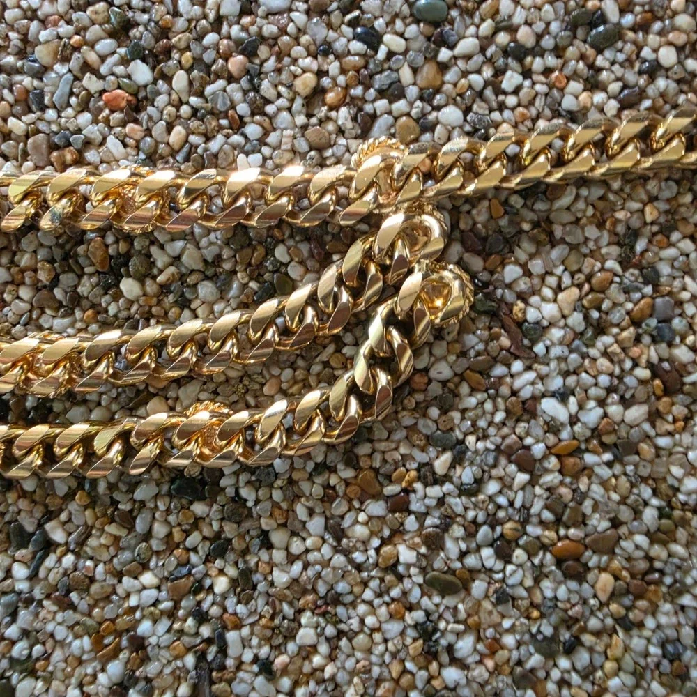 Vintage St John Gold Chain Belt SJ Logo Medallion Triple Strand Statement 37in
